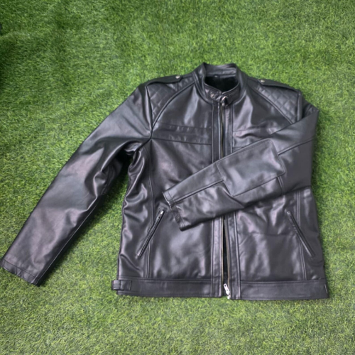 Handmade Black Leather Mens Jacket – Warm Fur Lined Biker Winter Coat