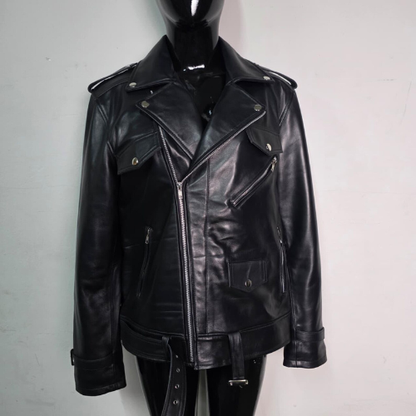 Handmade Black Leather Jacket – Men's Biker Style Motorcycle Jacket