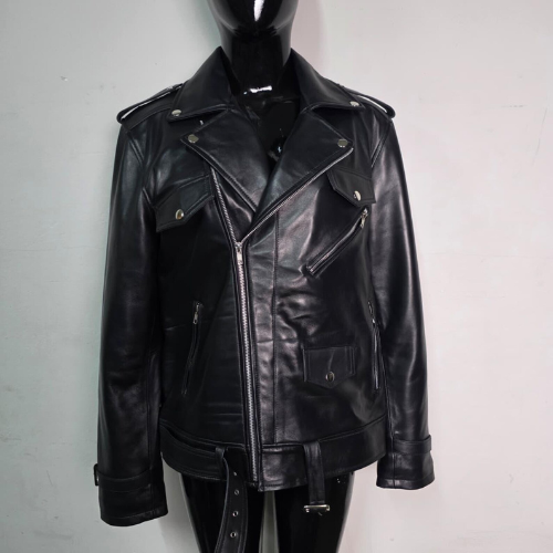 Handmade Black Leather Jacket – Men's Biker Style Motorcycle Jacket