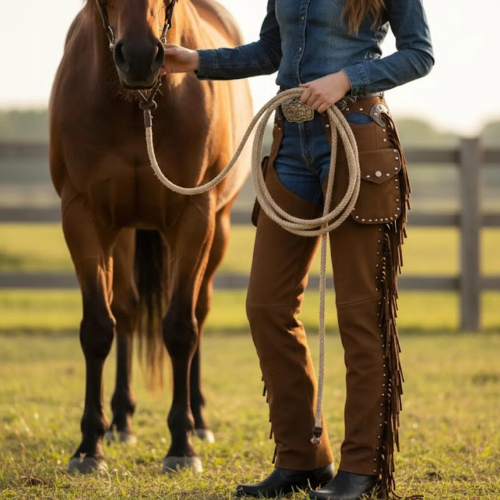Handmade Suede Fringe Chaps, Western Cowgirl Wear for Women, Rodeo Festival Outfit