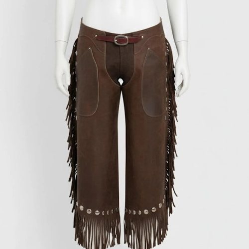 Handmade Brown Suede Leather Chaps – Western Chaps, Cowboy Biker Rodeo Gear