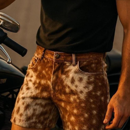 Handcrafted Cowhide Leather Shorts | Hair-On Cow Skin Western Style Pants – Festival & Statement Wear