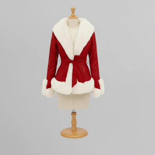 Handmade Red Faux Fur Christmas Jacket – Mrs Claus Santa Coat, Festive Holiday Outfit