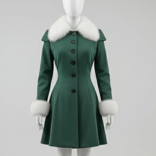 Handmade Emerald Green Wool Princess Coat – Vintage Inspired Winter Wedding & Holiday Outerwear