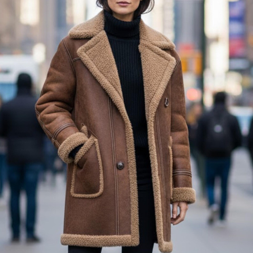 Handmade Brown Shearling Coat, 70s Penny Lane Jacket, Boho Winter Fashion