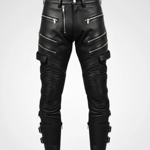 Handmade Black Leather Pants – Men's Biker Pants for a Rockstar Look