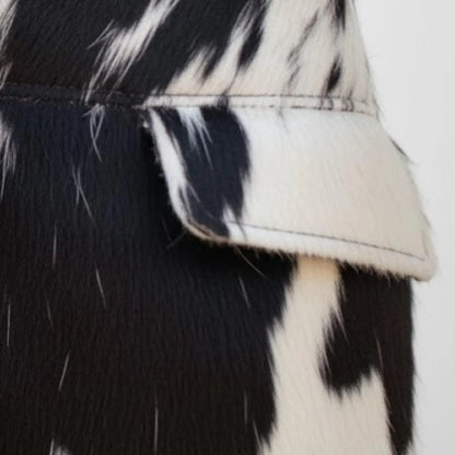 Handmade Black and White Cowhide Jacket – Mens Western Wear, Real Hair On Hide Coat