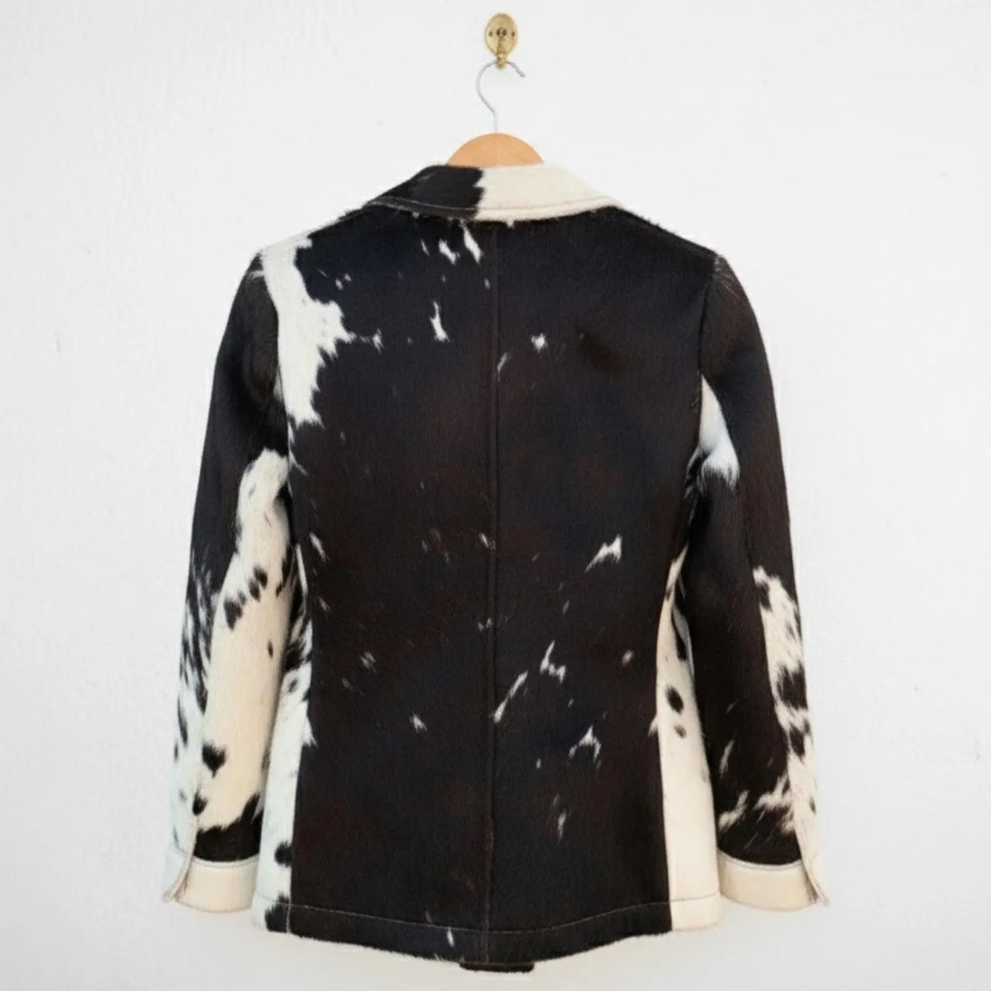 Handmade Black and White Cowhide Jacket – Mens Western Wear, Real Hair On Hide Coat