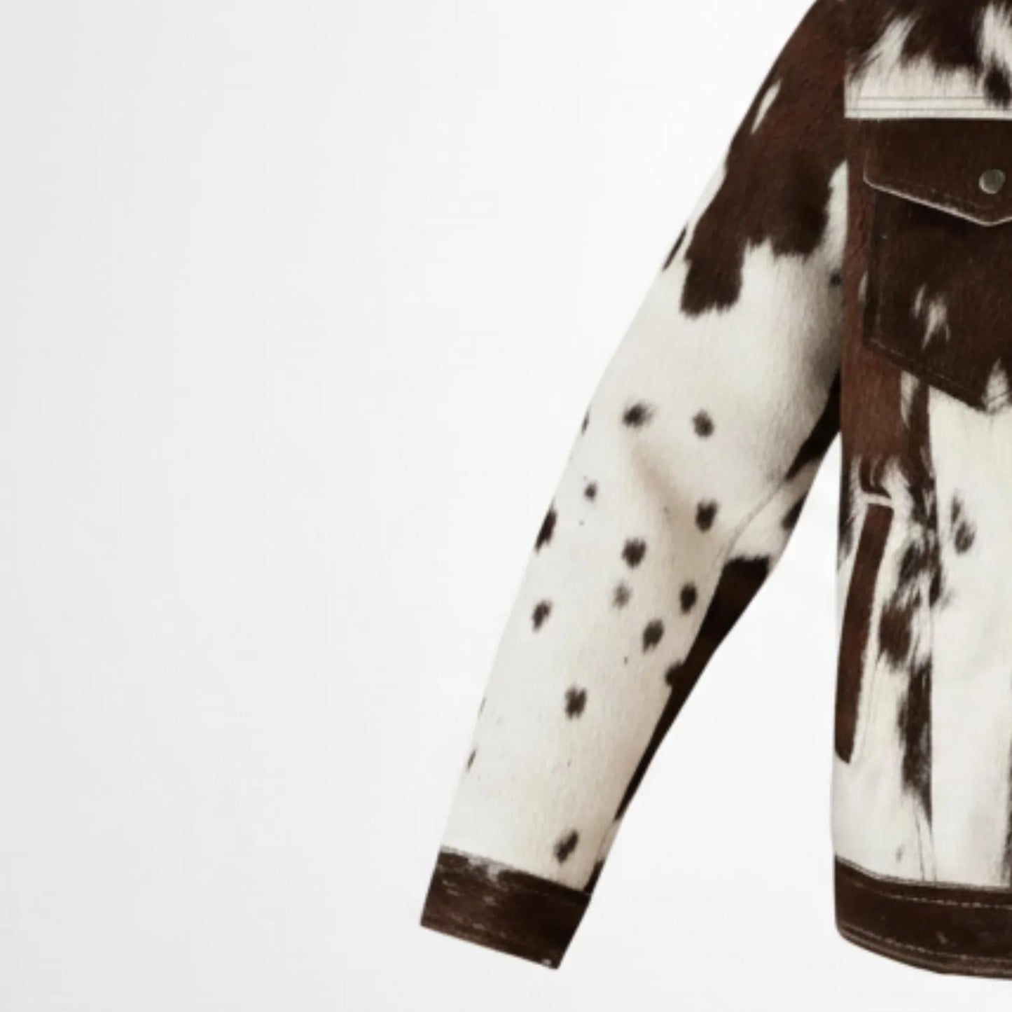 Vintage Cow Print Leather Jacket, Handmade Hair on Cowhide Coat, Western Rodeo Style