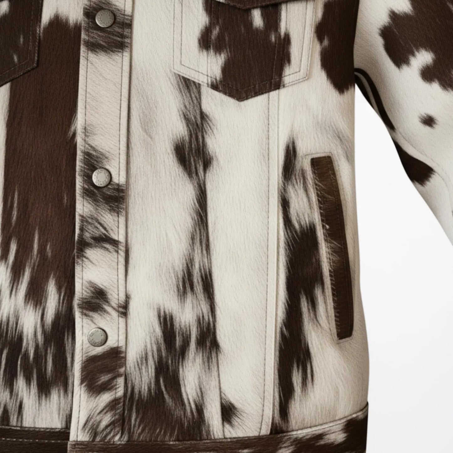 Vintage Cow Print Leather Jacket, Handmade Hair on Cowhide Coat, Western Rodeo Style