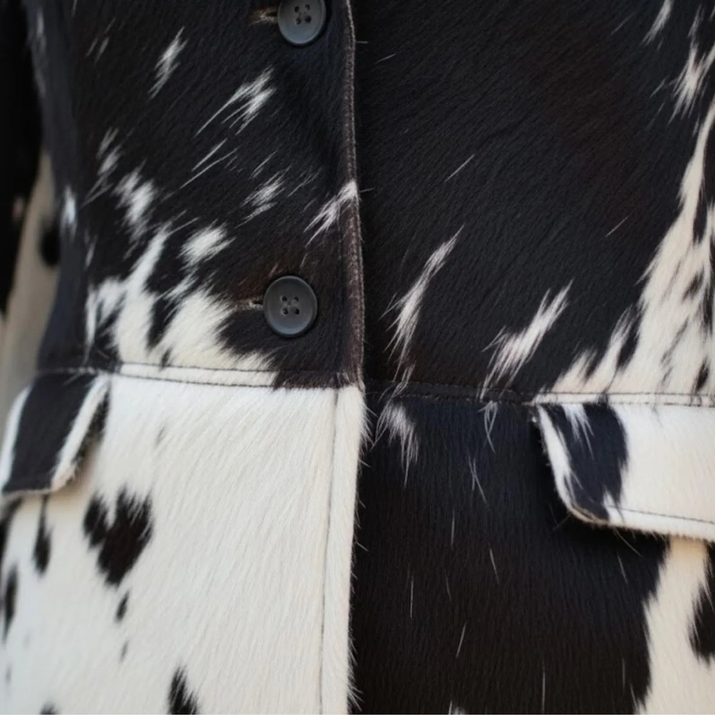 Handmade Black and White Cowhide Jacket – Mens Western Wear, Real Hair On Hide Coat
