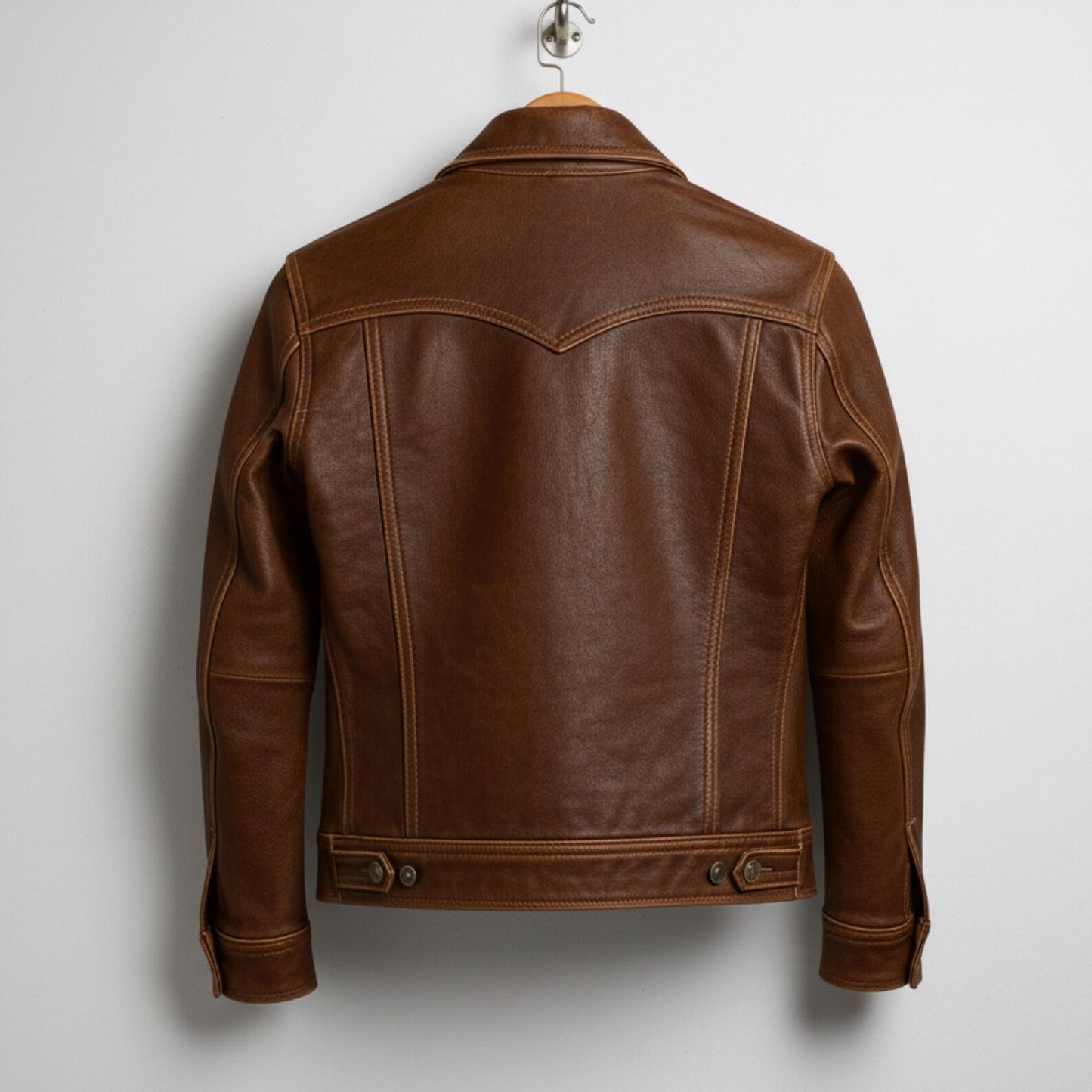 Vintage Style Brown Leather Jacket: Button Front, Gift for Him