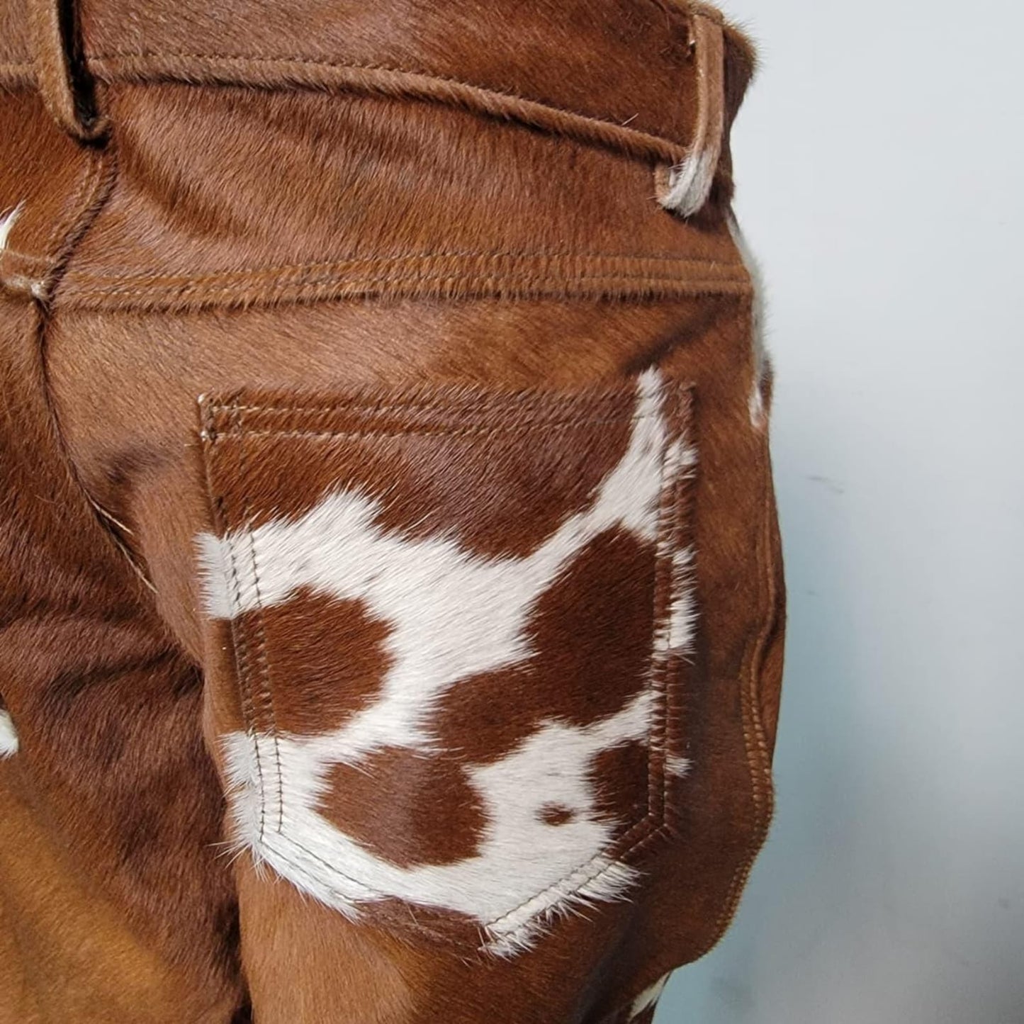Handmade Brown Cowhide Pants – Real Hair On Hide Western Trousers for Rodeo