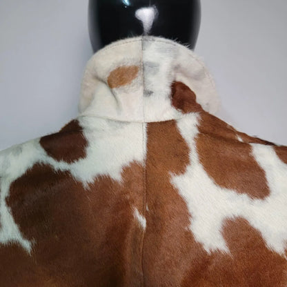 Handmade Brown White Cowhide Jacket for Men Hair On Hide Western Blazer