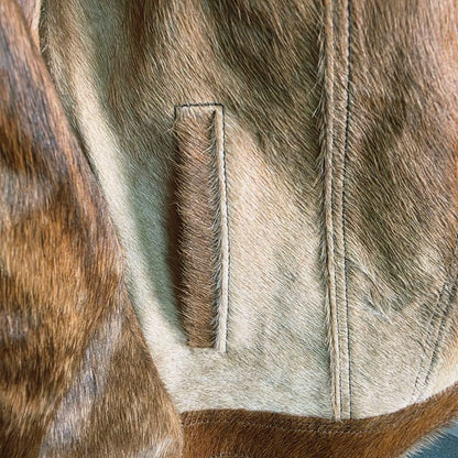 Handmade Brown Hair On Hide Jacket – Mens Western Jacket, Cowboy Trucker Style