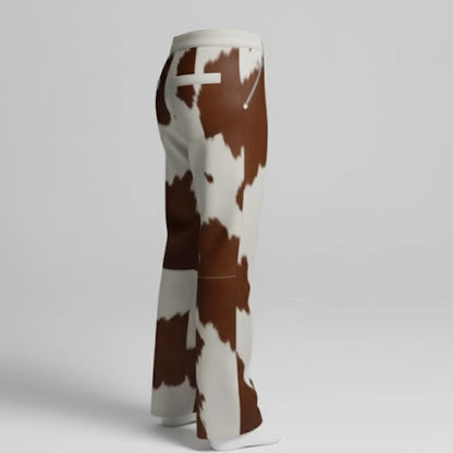 Handmade Brown Cow Print Pants - Western Pants for Rodeo & Festival Outfits