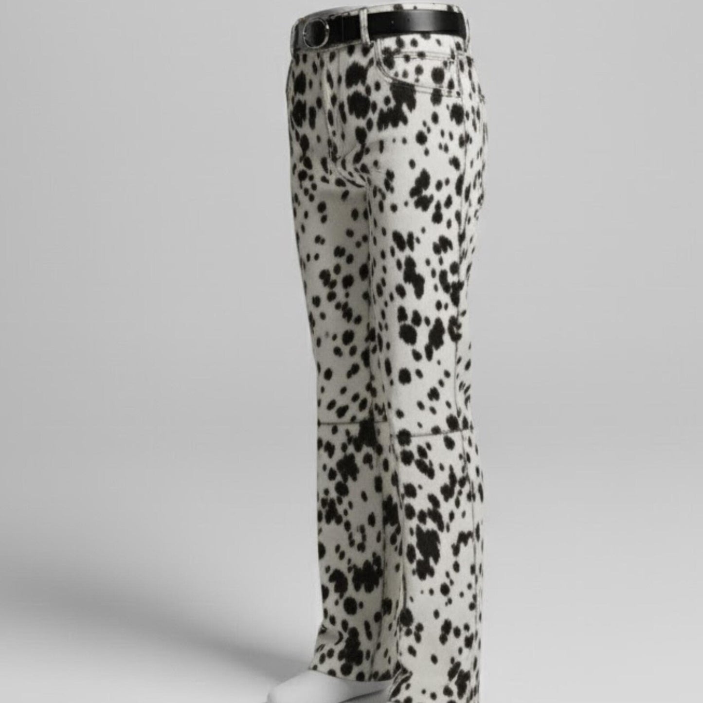 Handmade Faux Fur Cow Print Pants – Western Flared Trousers for Women