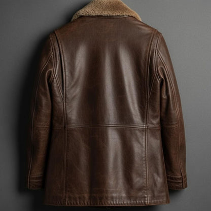 Handmade Brown Shearling Jacket – Women's Leather B3 Bomber Coat, Aviator Style Winter Gift