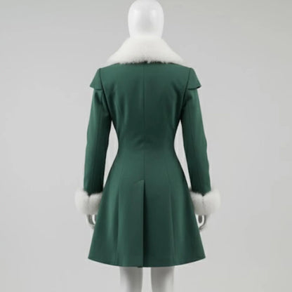 Handmade Emerald Green Wool Princess Coat – Vintage Inspired Winter Wedding & Holiday Outerwear