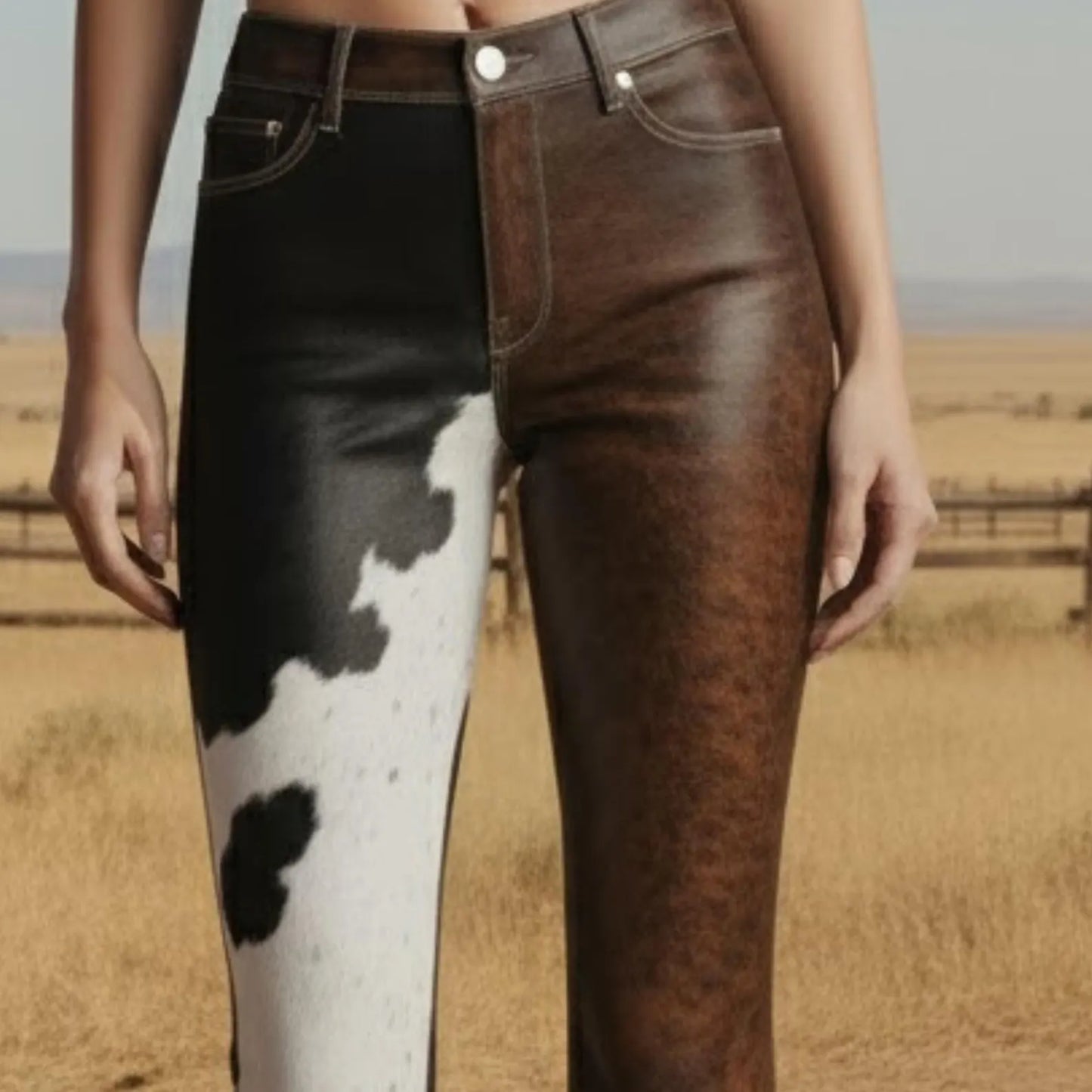 Custom Cowhide Brown Leather Pants – Unique Western Style Fashion