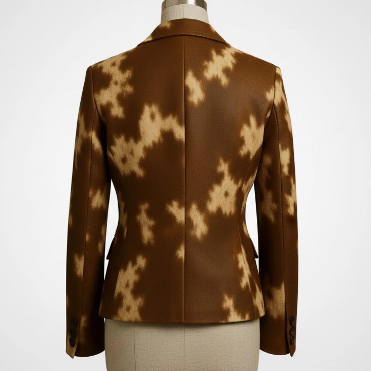 Handmade Brown Faux Fur Blazer – Giraffe Print Statement Jacket for Women