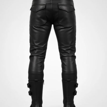 Handmade Black Leather Pants – Men's Biker Pants for a Rockstar Look