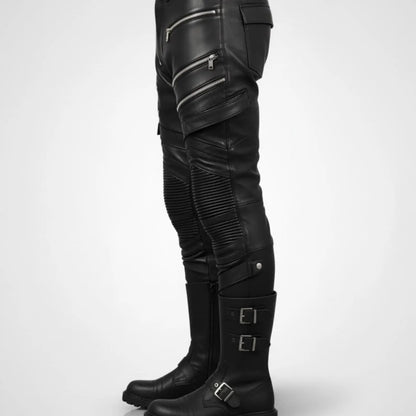 Handmade Black Leather Pants – Men's Biker Pants for a Rockstar Look