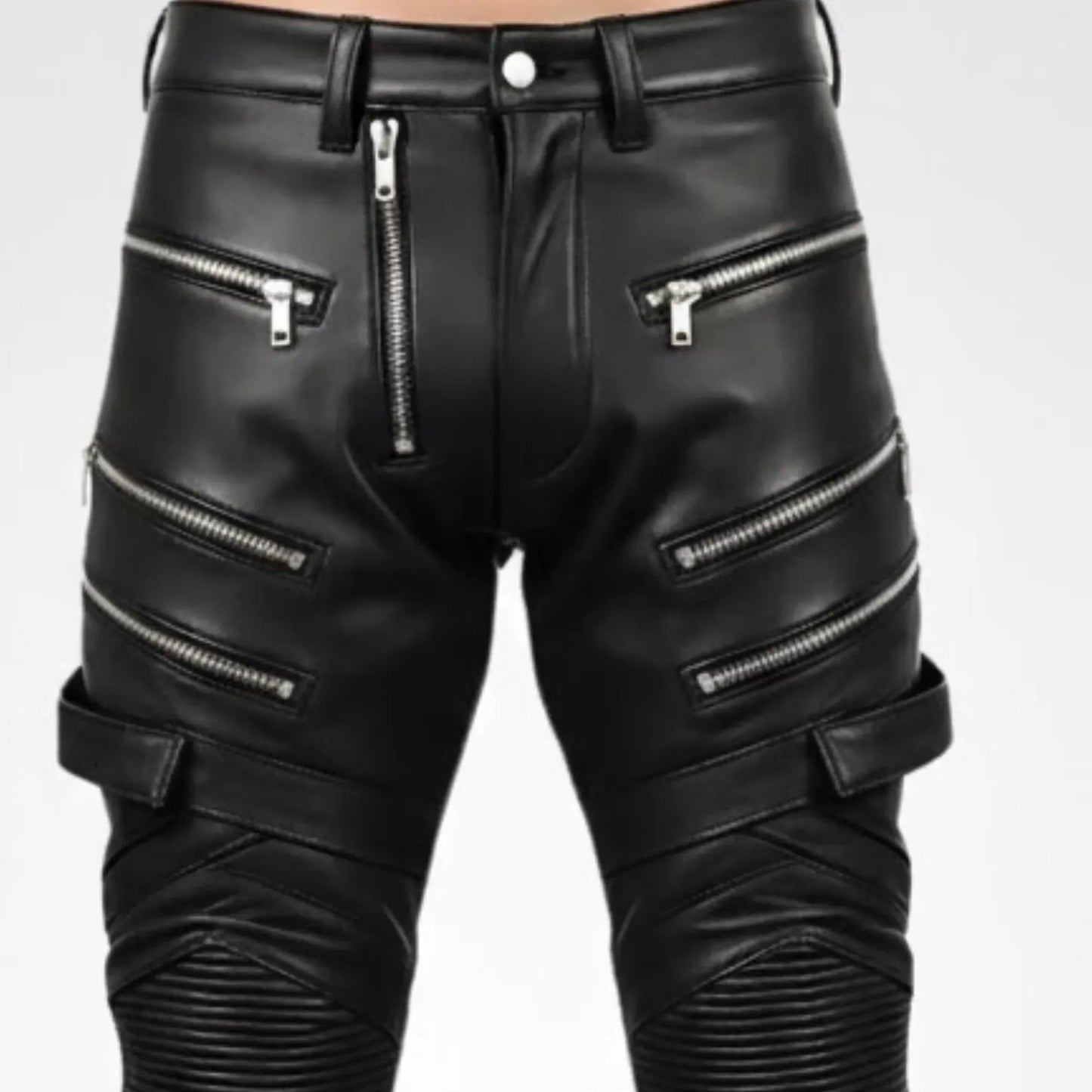 Handmade Black Leather Pants – Men's Biker Pants for a Rockstar Look