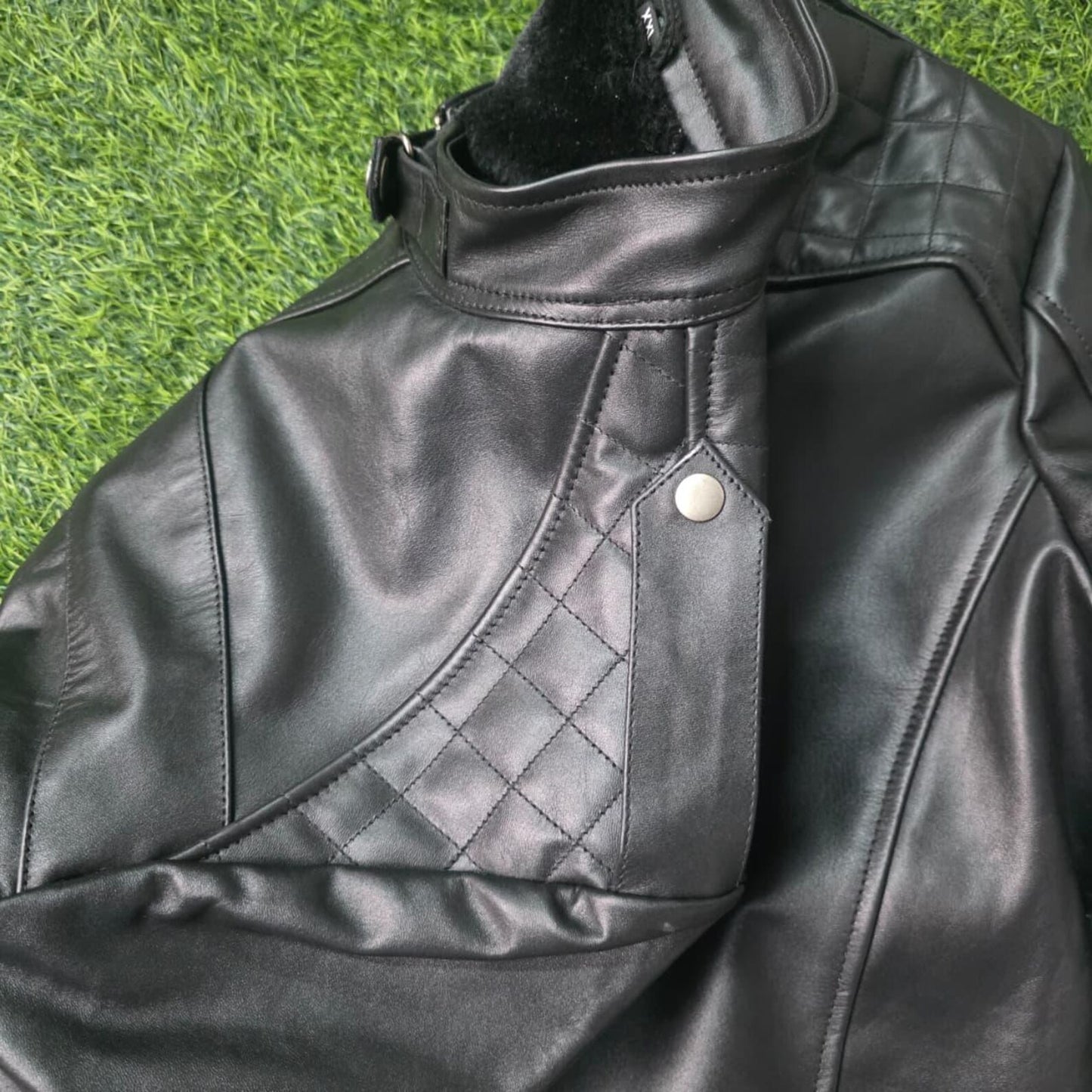 Handmade Black Leather Mens Jacket – Warm Fur Lined Biker Winter Coat