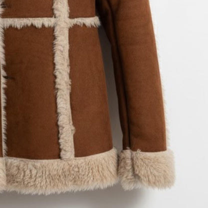 Handmade Brown Sheepskin Shearling Coat - Warm Cozy Womens Jacket