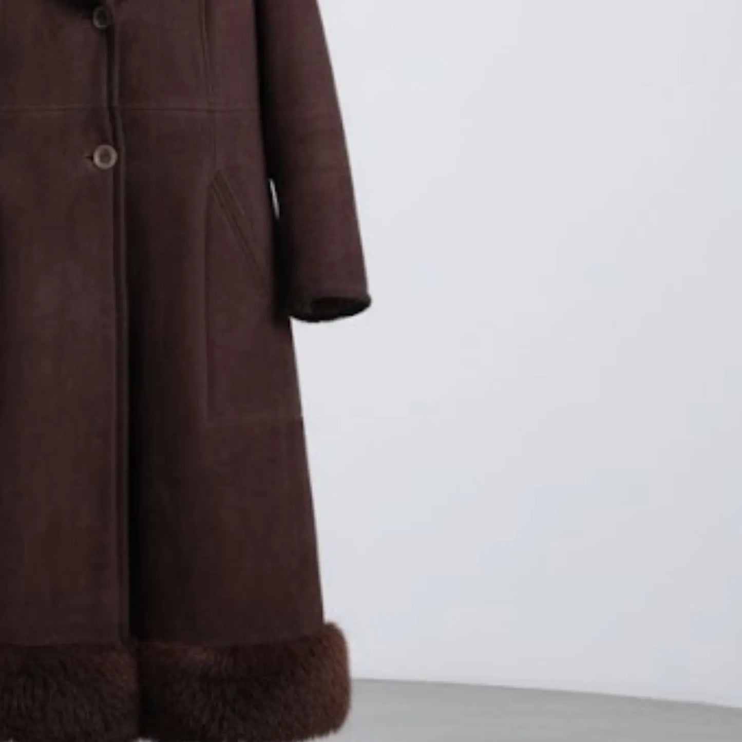 Handmade Shearling Coat, Dark Brown, Cozy Fur Trim, for Winter Fashion