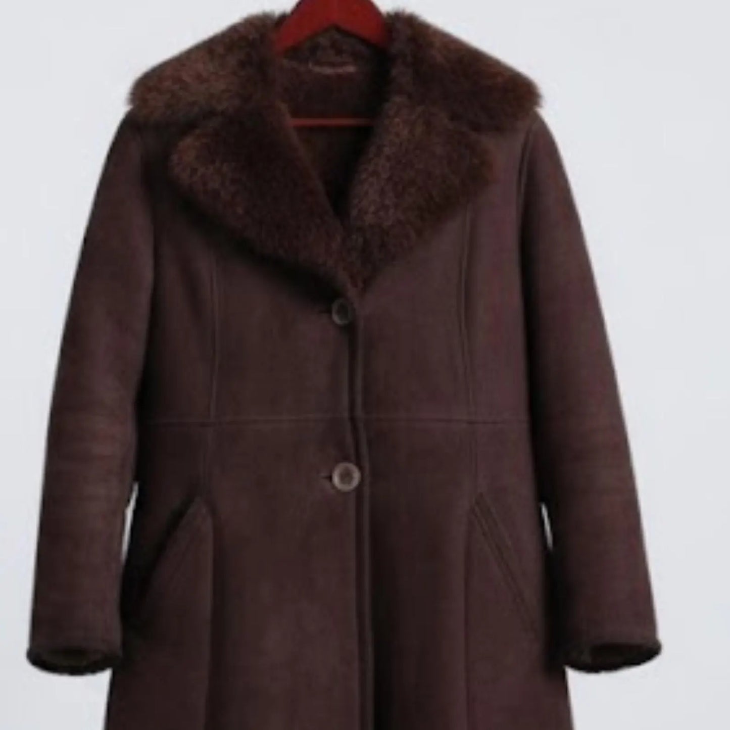 Handmade Shearling Coat, Dark Brown, Cozy Fur Trim, for Winter Fashion
