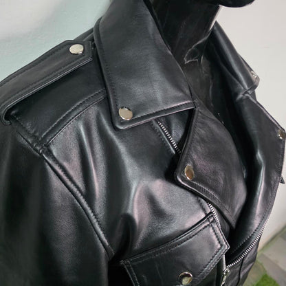 Handmade Black Leather Jacket – Men's Biker Style Motorcycle Jacket