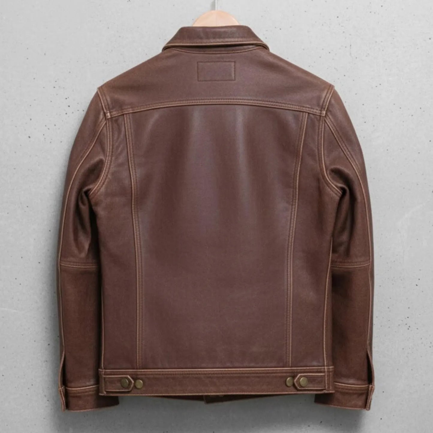 Handmade Brown Leather Jacket – Genuine Mens Outerwear, Classic Style for Everyday Wear.