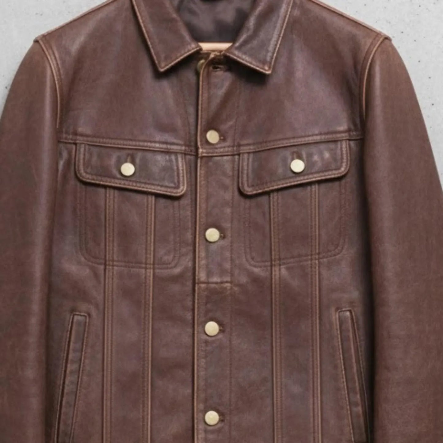 Handmade Brown Leather Jacket – Genuine Mens Outerwear, Classic Style for Everyday Wear.