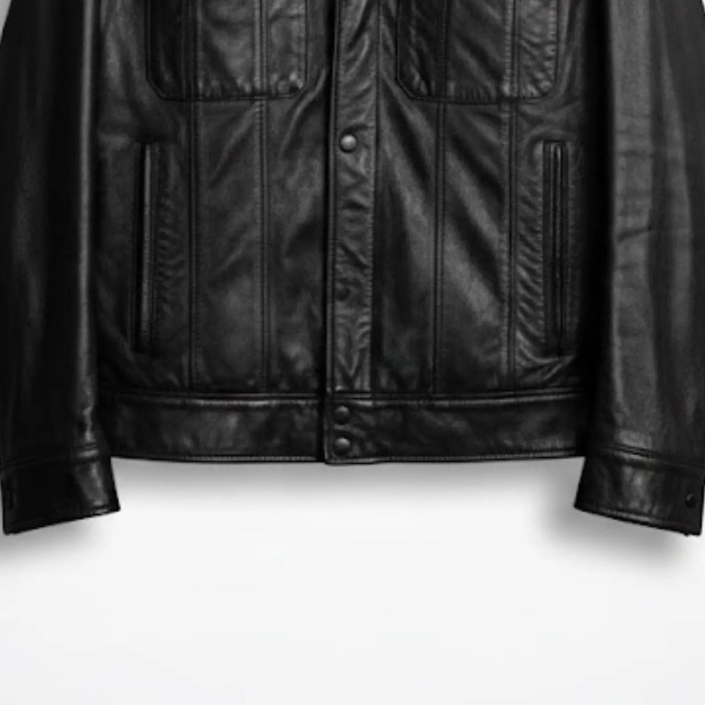 Handmade Black Leather Trucker Jacket – Men’s Vintage Style Coat
