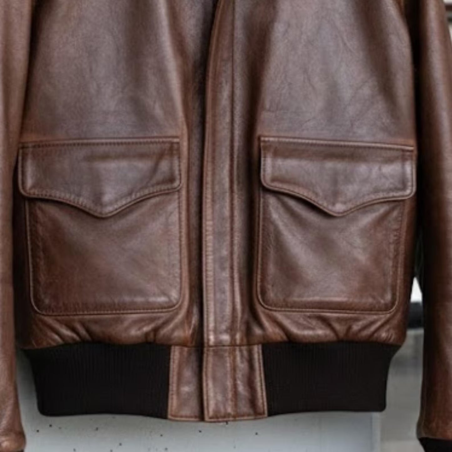 Handmade Brown Leather Jacket – Men's Bomber Style Outerwear Gift