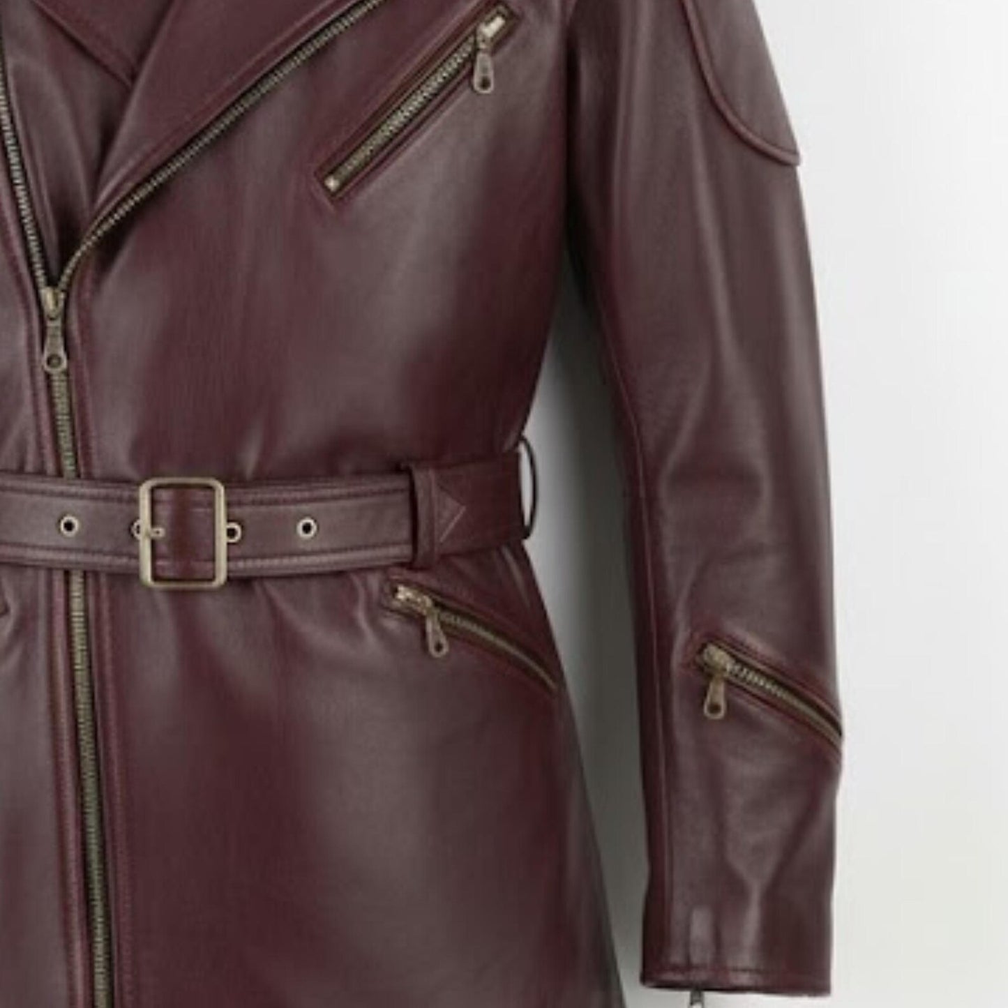 Handmade Maroon Real Leather Biker Jacket – Mens Motorcycle Coat