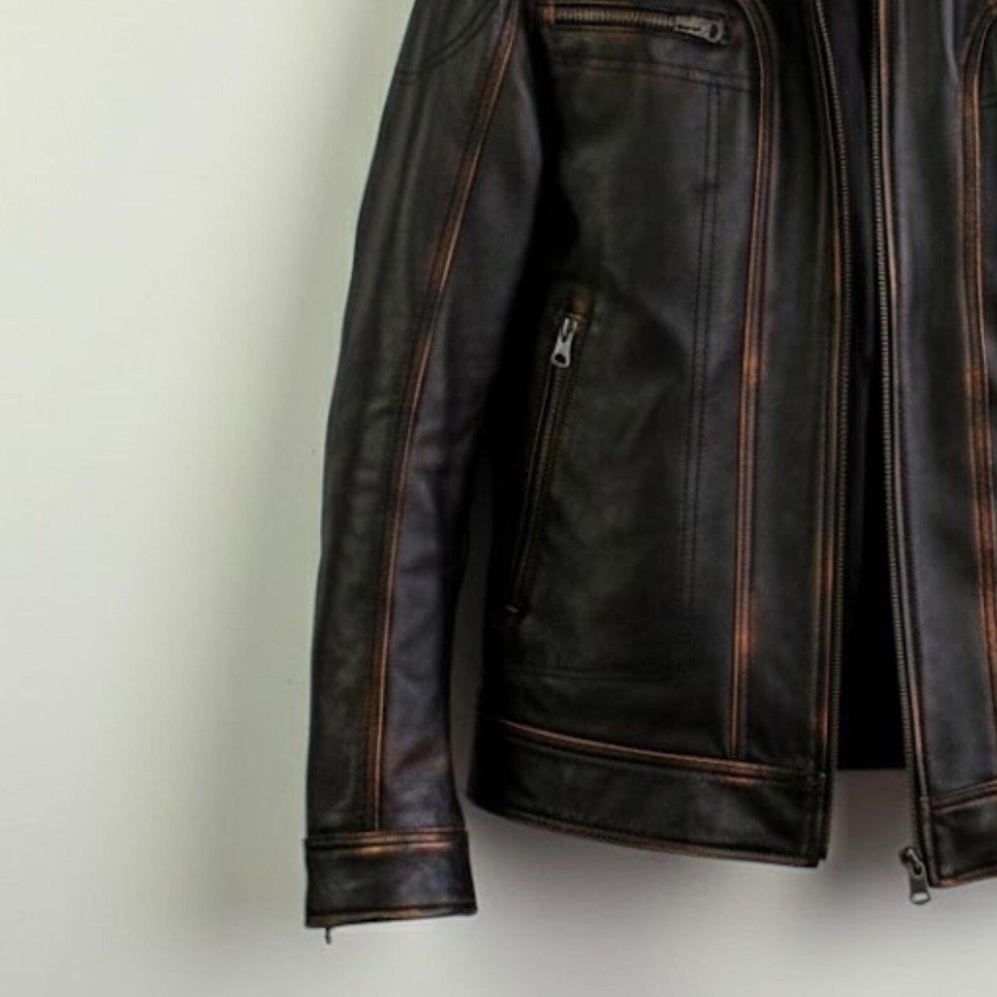 Men’s Distressed Brown Biker Coat Handmade Motorcycle Vintage Outerwear