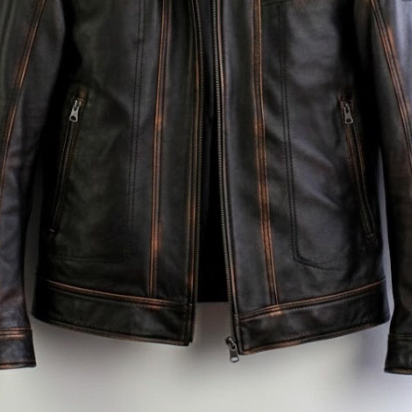 Men’s Distressed Brown Biker Coat Handmade Motorcycle Vintage Outerwear