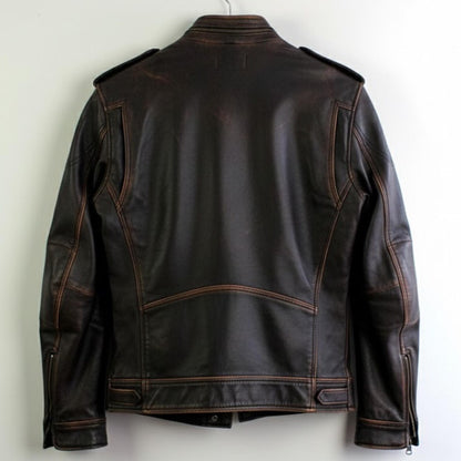 Men’s Distressed Brown Biker Coat Handmade Motorcycle Vintage Outerwear