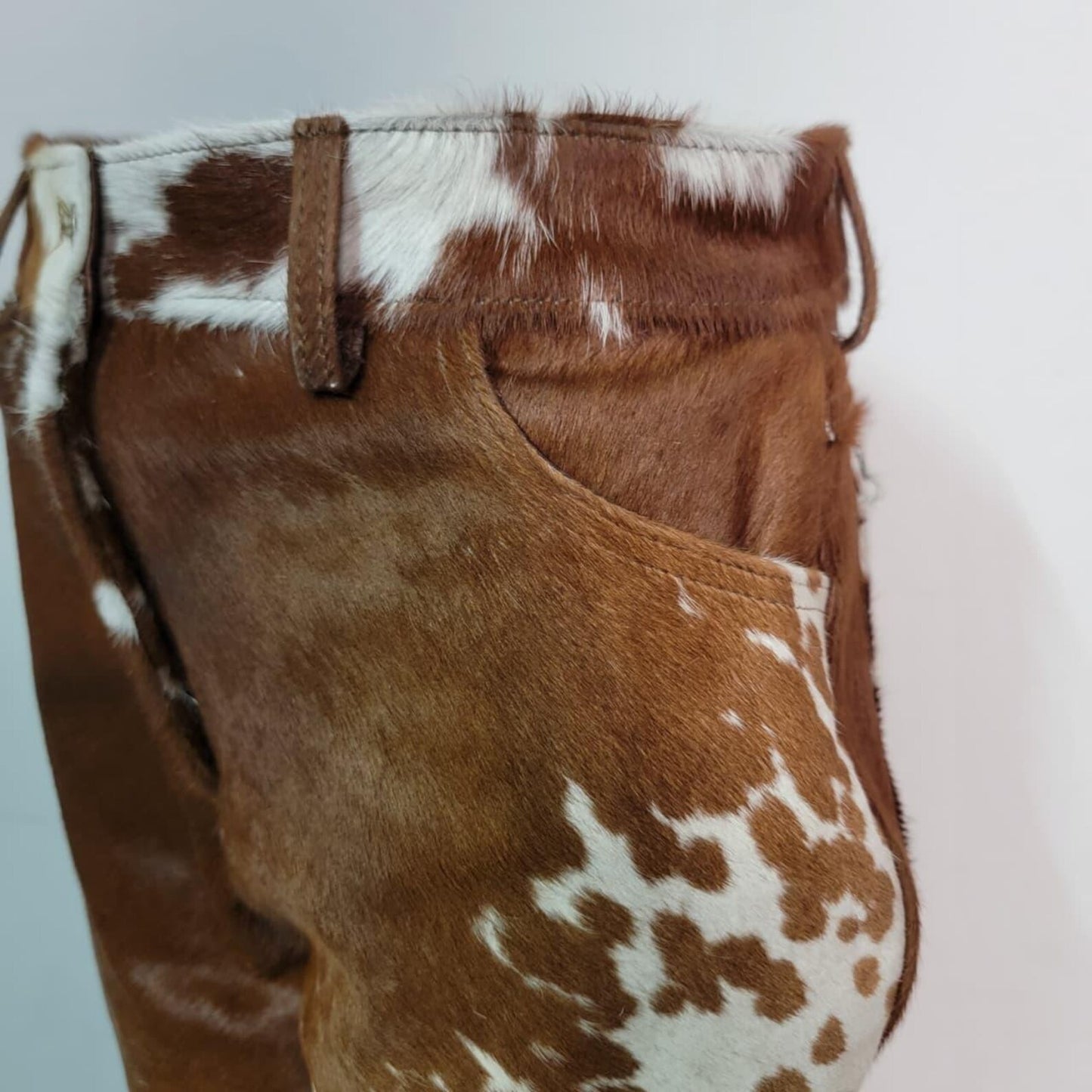Handmade Brown Cowhide Pants – Real Hair On Hide Western Trousers for Rodeo