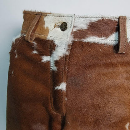 Handmade Brown Cowhide Pants – Real Hair On Hide Western Trousers for Rodeo