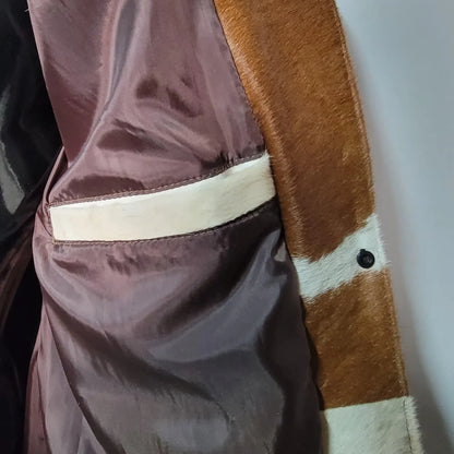 Handmade Brown White Cowhide Jacket for Men Hair On Hide Western Blazer