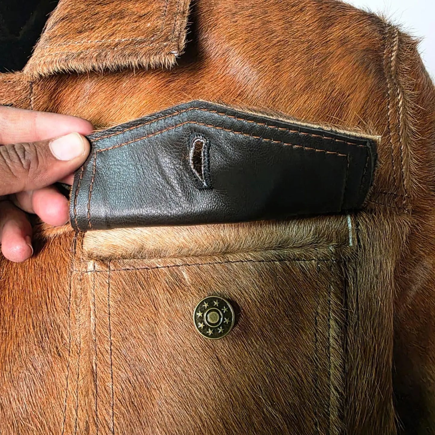 Handmade Brown Hair On Hide Jacket – Mens Western Jacket, Cowboy Trucker Style