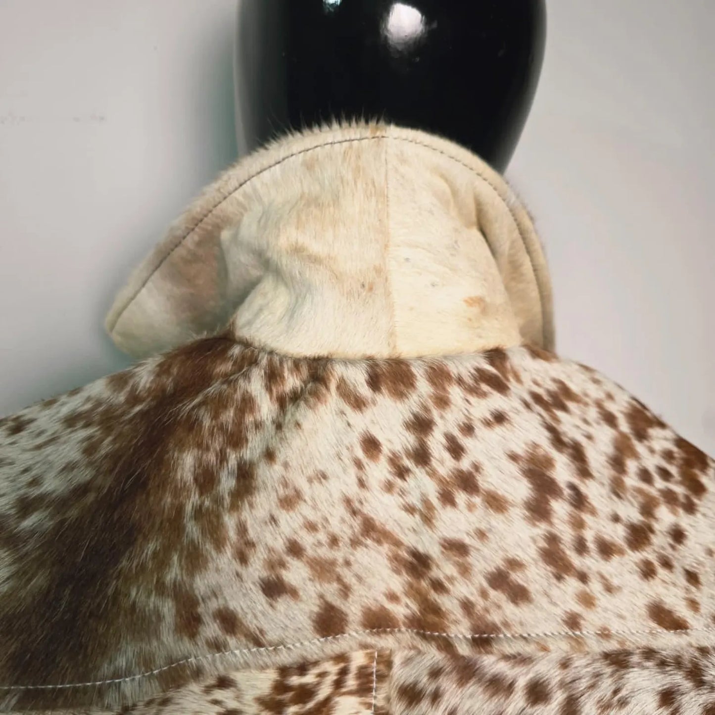 Handmade Brown White Speckled Cowhide Jacket, A Unique Western Hair on Hide Coat