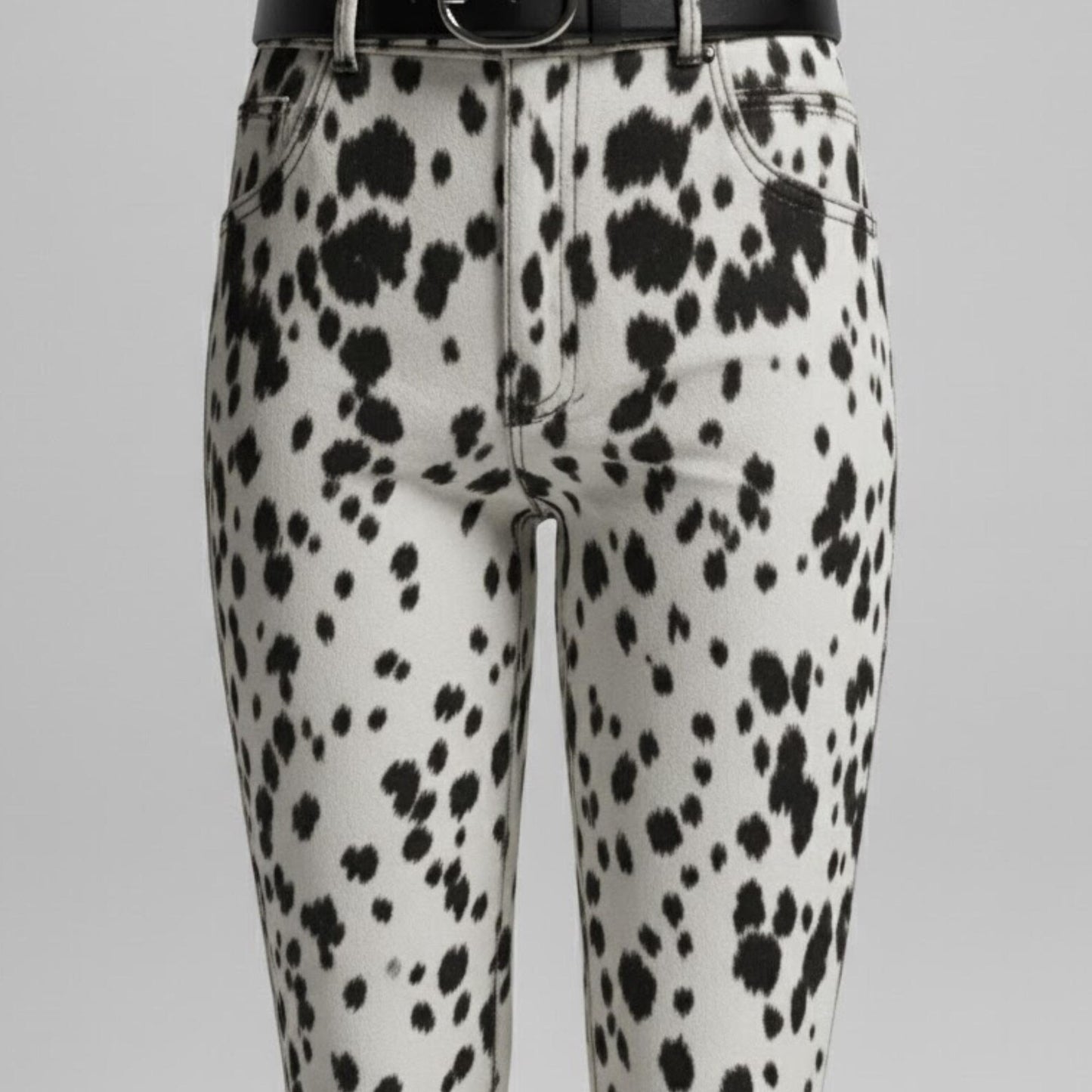Handmade Faux Fur Cow Print Pants – Western Flared Trousers for Women