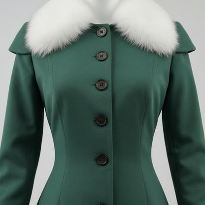 Handmade Emerald Green Wool Princess Coat – Vintage Inspired Winter Wedding & Holiday Outerwear