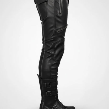 Handmade Black Leather Pants – Men's Biker Pants for a Rockstar Look