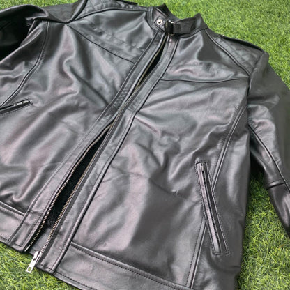 Handmade Black Leather Mens Jacket – Warm Fur Lined Biker Winter Coat